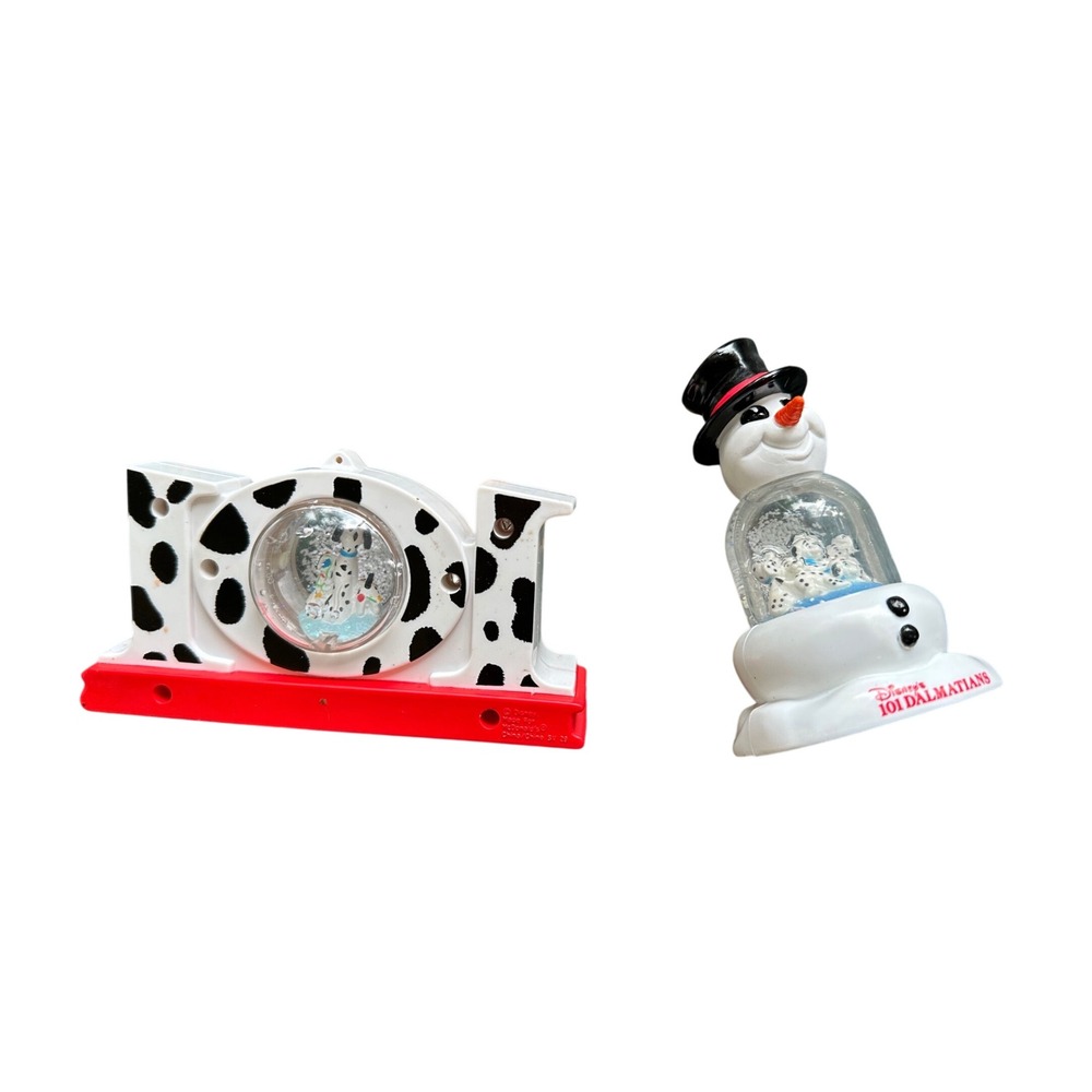 Vintage 1996 Disney 101 Dalmatians McDonald's Snow Globe Toy Lot Snowman 101